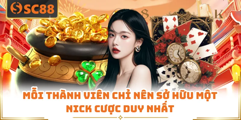 Mỗi thành viên chỉ nên sở hữu một nick cược duy nhất